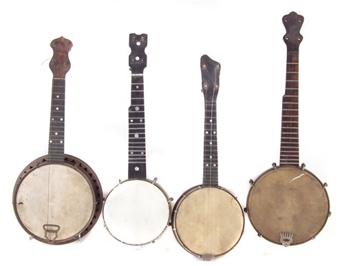 Lot 25 - Two Banjurines and two ukulele / banjos or banjoleles