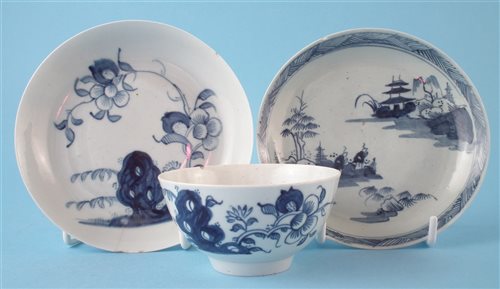 Lot 130 - Two Liverpool Chaffers saucers and a tea bowl