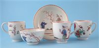 Lot 129 - Liverpool Pennington tea bowl and saucer and three coffee cups