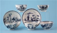 Lot 108 - Two Liverpool James Pennington tea bowls and saucers, and and three other tea bowls