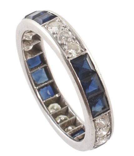 Lot 98 - Sapphire and diamond 18ct white gold eternity ring