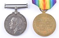 Lot 319 - WWI pair of medals awarded to 35096 PTE J.B. Usher Bord. R. and other medals and medallions.