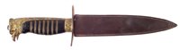 Lot 196 - Italian fascist youth dagger with eagle head pommel and wire bound grip, with brown leather scabbard, 30cm overall length.