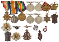 Lot 308 - World War One trio of medals awarded to 9154 A. Corwood, Cheshire Regiment with ribbons and others.