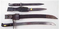 Lot 175 - Dutch Kewang (captured by Japanese and converted) and a Mauser K98 1940 bayonet
