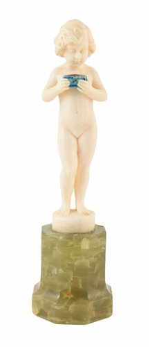 Lot 7 - An Art Deco Ivory and Onyx Figure by F. Priess