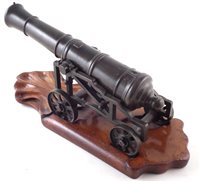 Lot 1 - 19th century bronze signal cannon with wood plinth