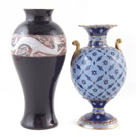 Lot 201 - Vine pottery vase and one other Pate-sur-Pate vase