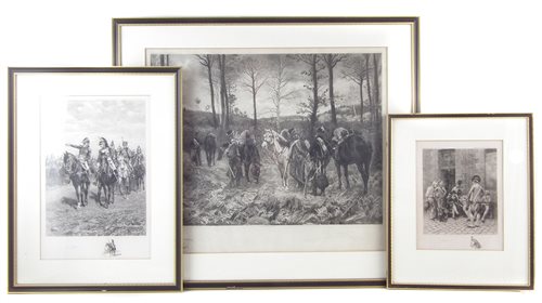Lot 21 - Three signed etchings after Meissonier (3)