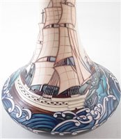 Lot 232 - Moorcroft tall ships vase