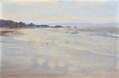 Lot 486 - Lionel Walden, Beach scene, oil.