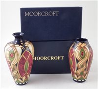 Lot 223 - Two Moorcroft vases decorated with Staffordshire gold