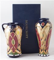 Lot 248 - Two Moorcroft vases decorated with Staffordshire gold