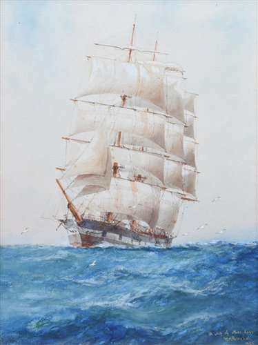 Lot 498 - William Birchall, "A ship of other days", watercolour.
