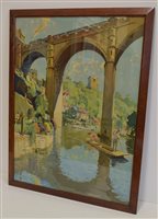 Lot 7 - Jack Merriott, large framed railway poster- "Knaresborough, River Nidd, Yorkshire"