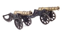 Lot 14 - Pair of brass and cast iron cannons