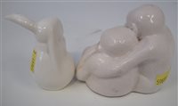 Lot 305 - Doulton Lambeth monkey group and a lop eared rabbit