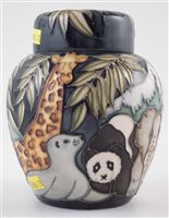Lot 258 - Moorcroft ginger jar, decorated with Noah's Ark pattern
