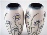 Lot 250 - Pair of Moorcroft Moon Daisy pattern vases