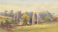 Lot 504 - Frank Gresley, "Dale Abbey, Derbyshire", watercolour.