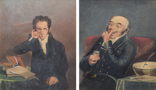 Lot 506 - English School, 19th century, Two male portraits, watercolours (2).