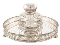 Lot 1 - Dutch silver and glass inkwell