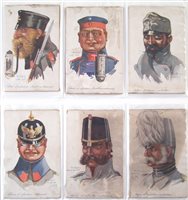 Lot 69 - Twelve WW1 period French Caricatures of German military subjects.
