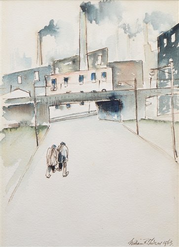 Lot 282 - William Turner, "Knott Mill, Chester Road", watercolour and ink.