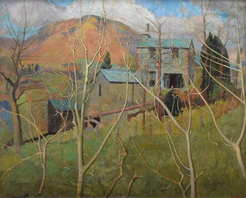 Lot 335 - Leslie Gibson, Grasmere, "The Old Mill, Dunmail Raise", oil.