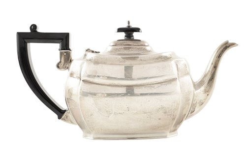 Lot 22 - Three-piece silver tea set comprising teapot, milk jug and sugar bowl