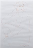 Lot 473 - Geoffrey Key, "Seated Figure", ink drawing.