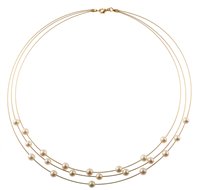 Lot 60 - Mikura 3-row cultured pearl yellow gold necklace
