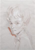 Lot 462 - Stephen Ward, Unidentified portrait of a girl, crayon and wash drawing.